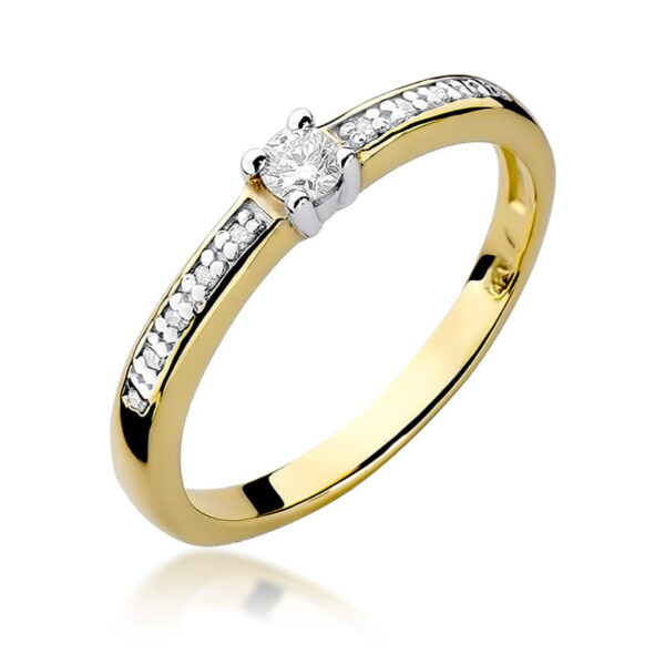Pierścionek Diament 0,08ct żółte złoto 375
