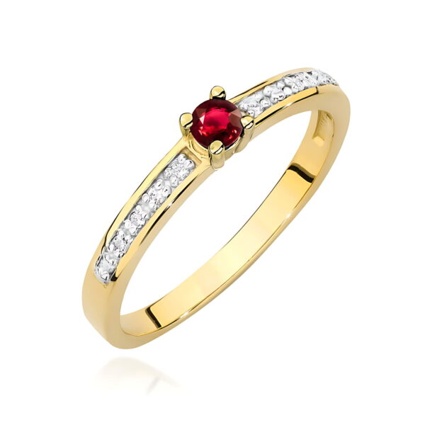Pierścionek Rubin 0,15ct żółte złoto 375