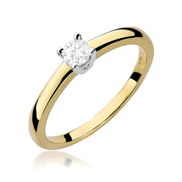 Pierścionek Diament 0,15ct żółte złoto 375