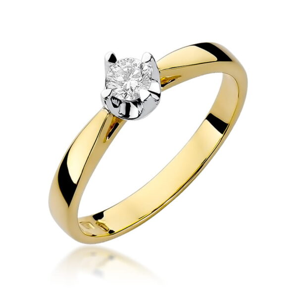 Pierścionek Diament 0,20ct żółte złoto 375
