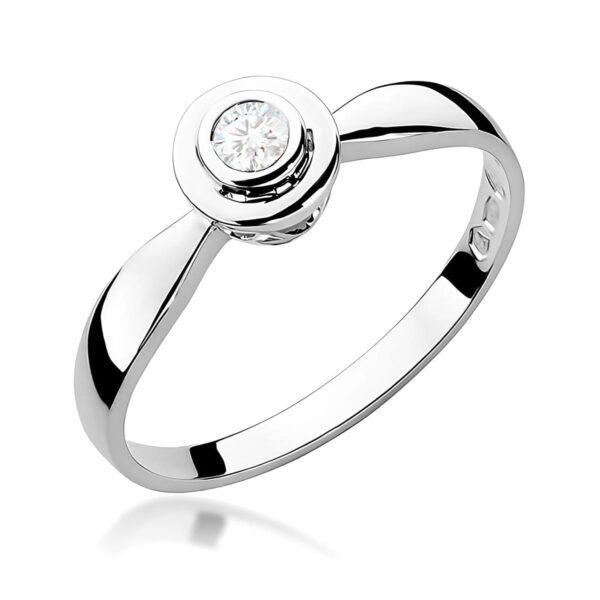 Pierścionek Diament 0,10ct białe złoto 375