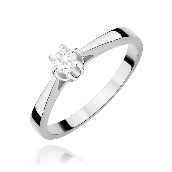 Pierścionek Diament 0,12ct białe złoto 375