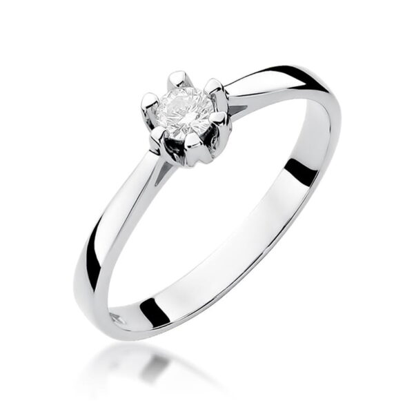 Pierścionek Diament 0,12ct białe złoto 375
