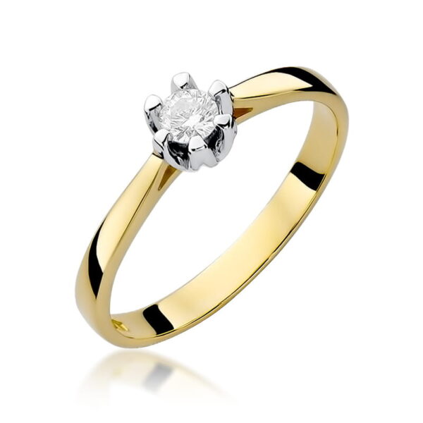 Pierścionek Diament 0,12ct żółte złoto