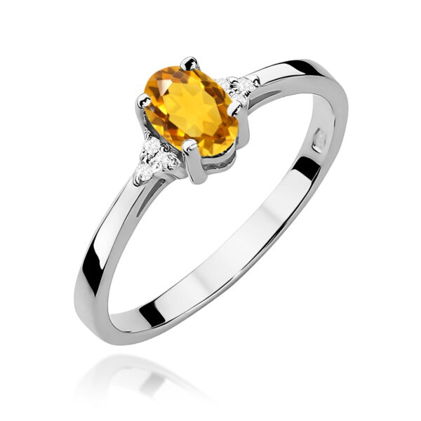 Pierścionek Cytryn 0,60ct białe złoto