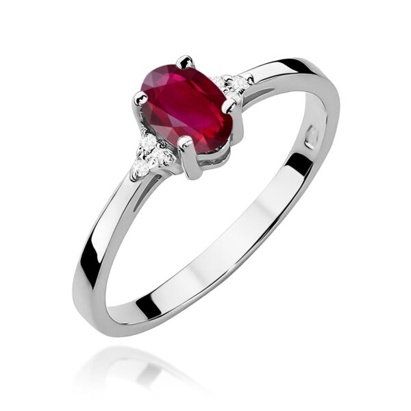 Pierścionek Rubin 0,60ct białe złoto 375