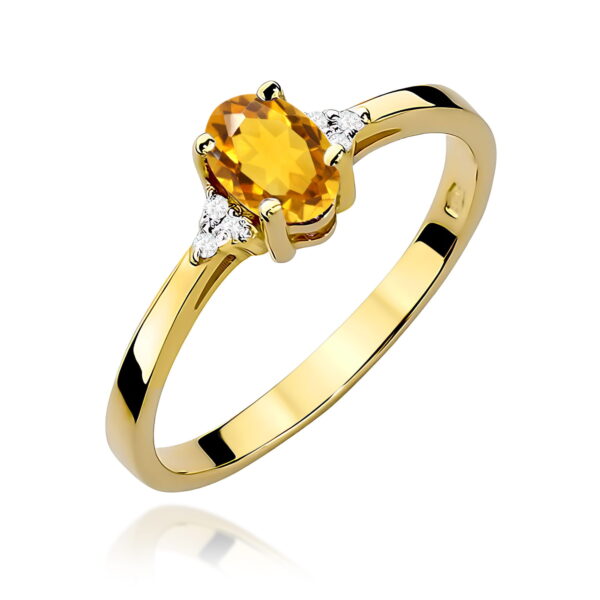 Pierścionek Cytryn 0,60ct żołte złoto 375