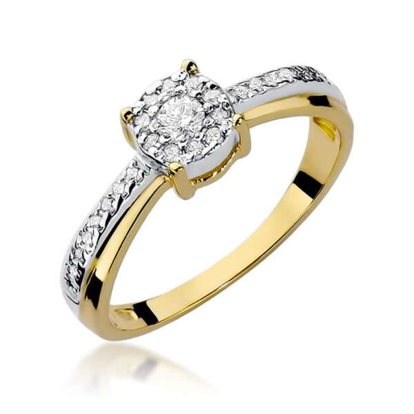Pierścionek Diament 0,08ct żółte złoto 375