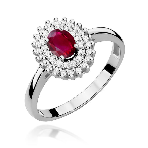 Pierścionek Rubin 0,60ct białe złoto
