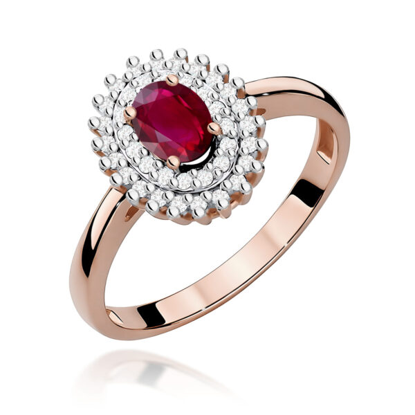 Pierścionek Rubin 0,60ct różowe złoto