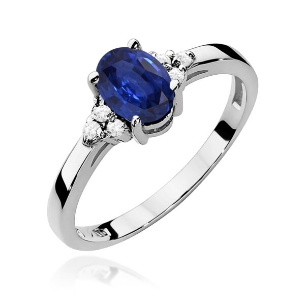 Pierścionek Szafir 0,90ct białe złoto 375