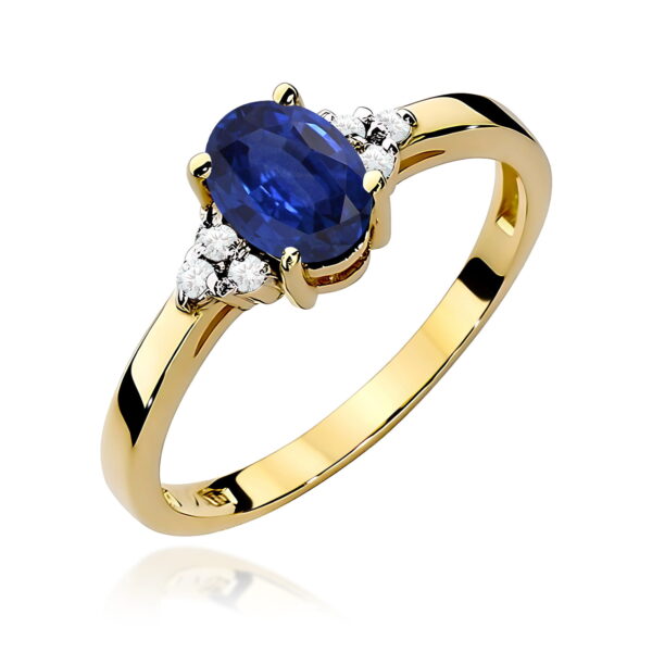 Pierścionek Szafir 0,90ct żółte złoto