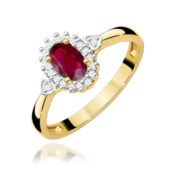 Pierścionek Rubin 0,60ct żółte złoto