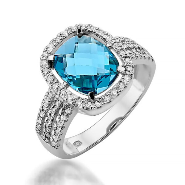 Pierścionek Topaz Swiss 3,00ct białe złoto