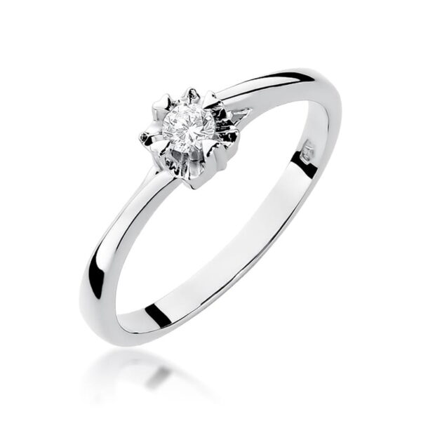 Pierścionek Diament 0,10ct białe złoto 375