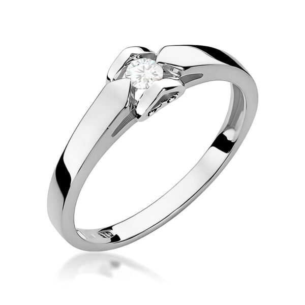Pierścionek Diament 0,09ct białe złoto