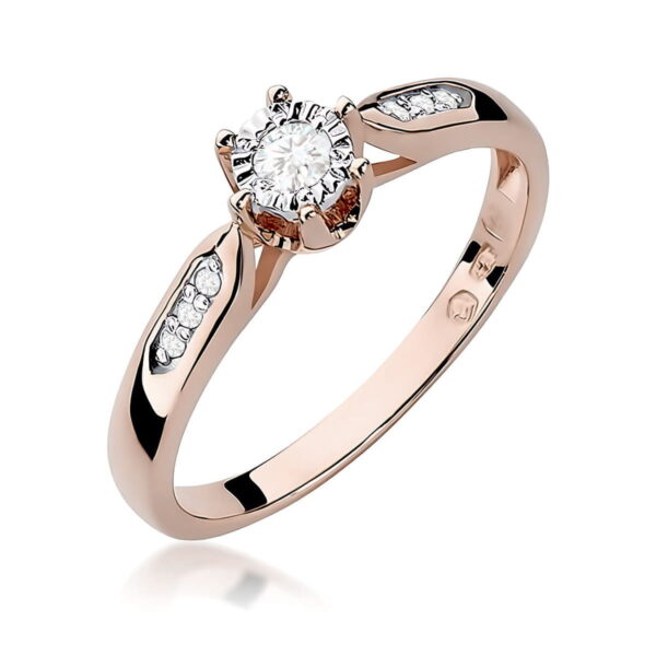 Pierścionek Diament 0,08ct różowe złoto
