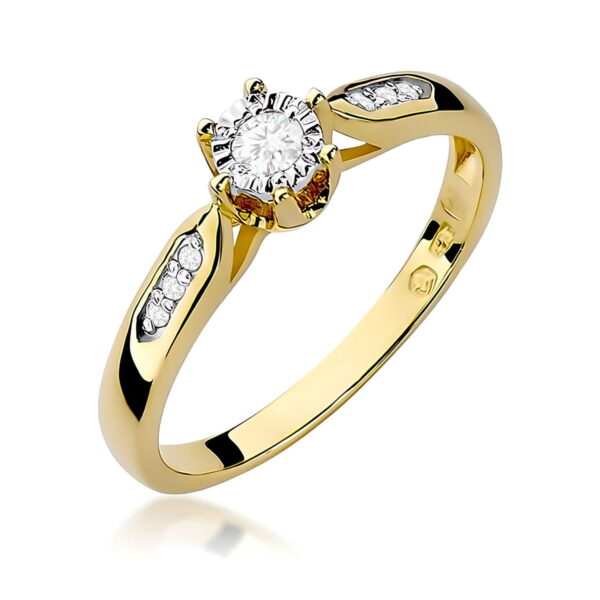 Pierścionek Diament 0,08ct żółte złoto 375