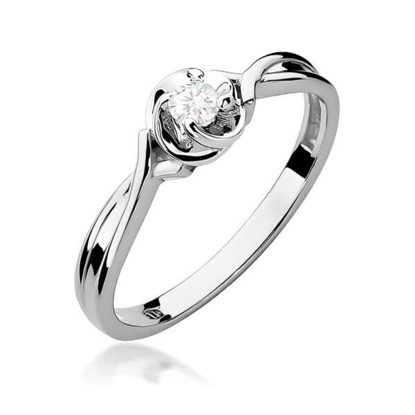 Pierścionek Diament 0,10ct białe złoto 375