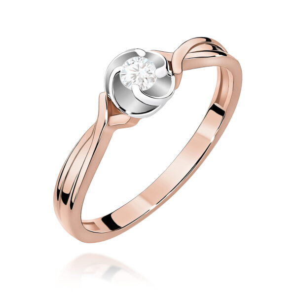 Pierścionek Diament 0,10ct różowe złoto