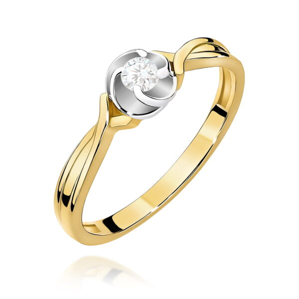 Pierścionek Diament 0,10ct żółte złoto