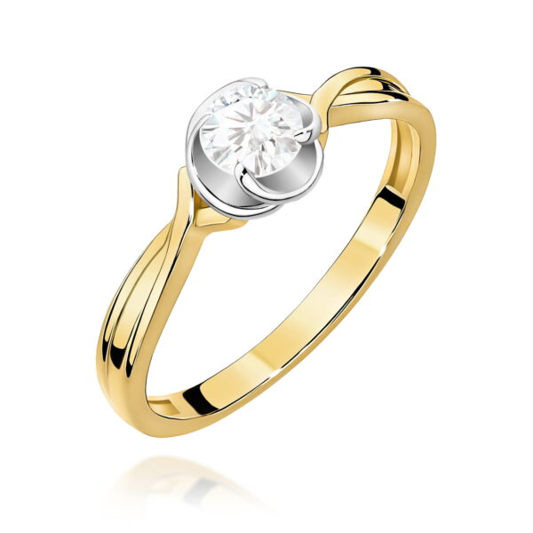Pierścionek Diament 0,30ct żółte złoto 375