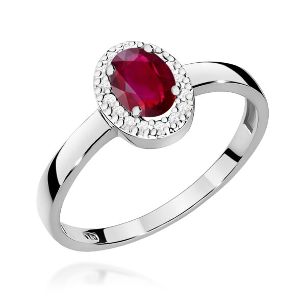 Pierścionek Rubin 0,60ct białe złoto 375