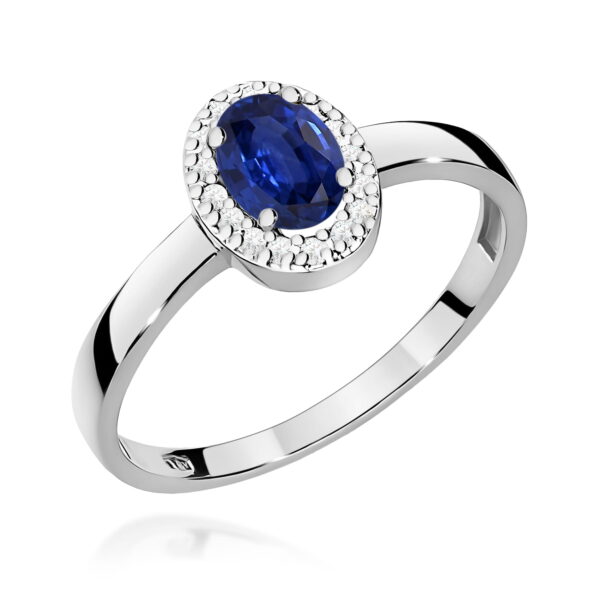 Pierścionek Szafir 0,70ct białe złoto 375