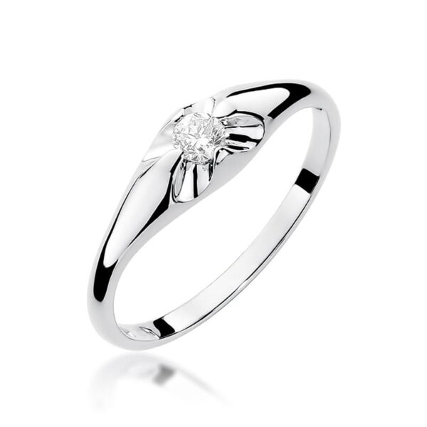 Pierścionek Diament 0,10ct białe złoto 375