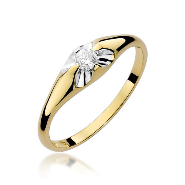 Pierścionek Diament 0,10ct żółte złoto