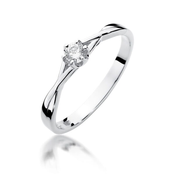 Pierścionek Diament 0,12ct białe złoto 375