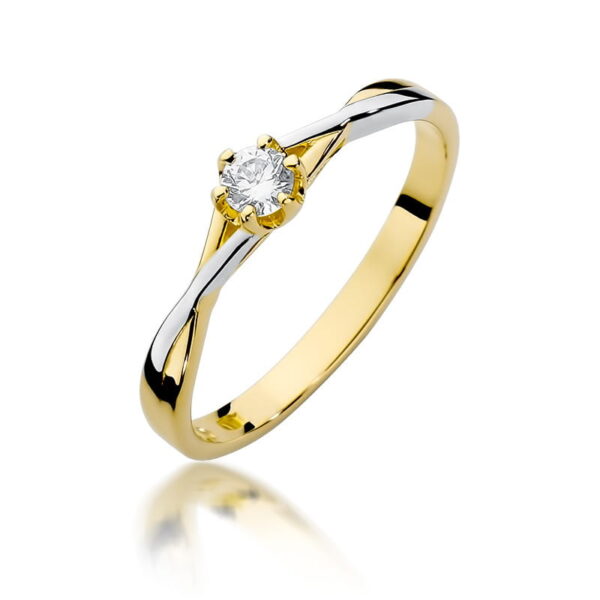 Pierścionek Diament 0,12ct żółte złoto