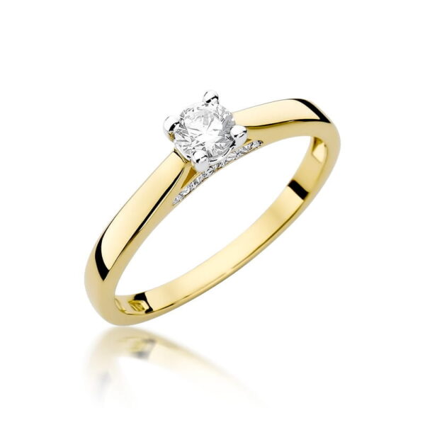 Pierścionek Diament 0,25ct żółte złoto 375