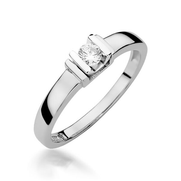 Pierścionek Diament 0,10ct białe złoto 375