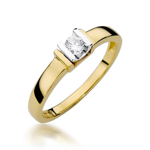 Pierścionek Diament 0,10ct żółte złoto