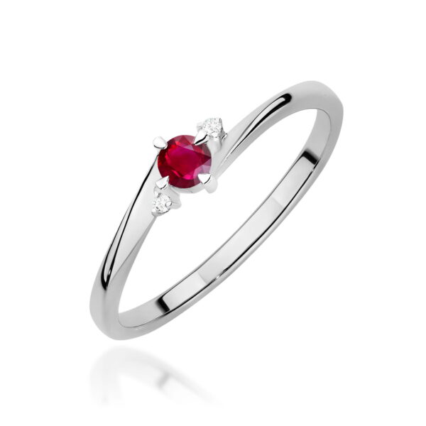 Pierścionek Rubin 0,15ct białe złoto