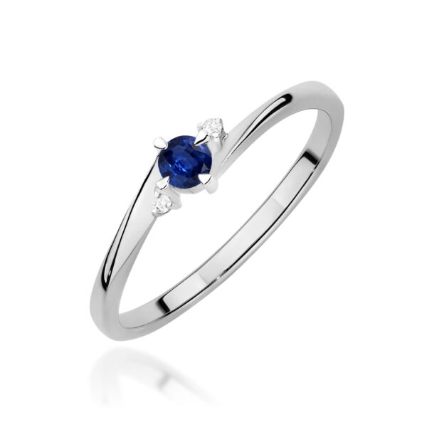 Pierścionek Szafir 0,15ct białe złoto 375