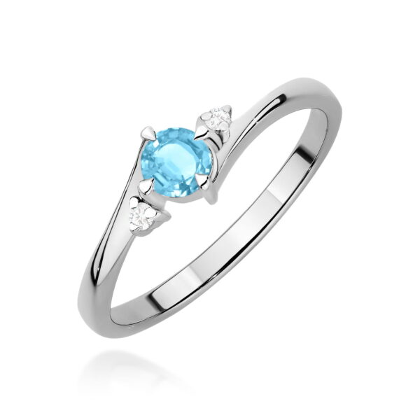 Pierścionek Topaz Swiss 0,25ct białe złoto 375