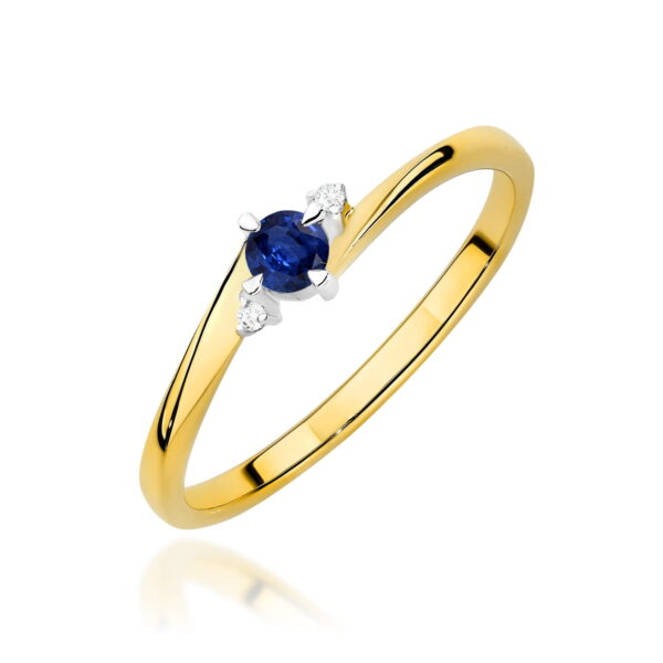 Pierścionek Szafir 0,15ct żółte złoto