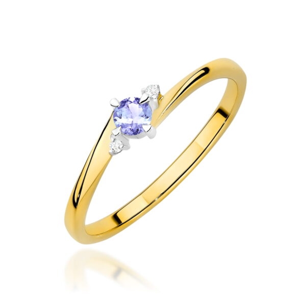 Pierścionek Tanzanit 0,15ct żółte złoto
