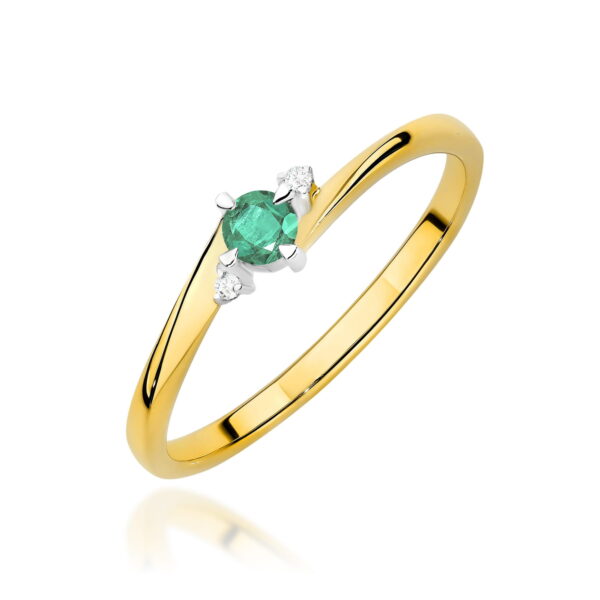 Pierścionek Szmaragd 0,15ct żółte złoto 375
