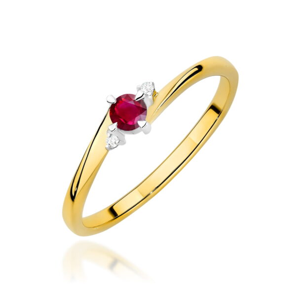 Pierścionek Rubin 0,15ct żółte złoto 375