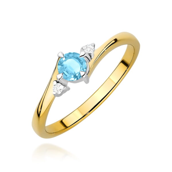 Pierścionek Topaz Swiss 0,25ct żółte złoto 375