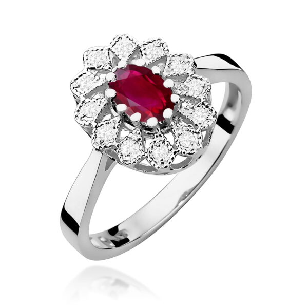 Pierścionek Rubin 0,60ct białe złoto 375