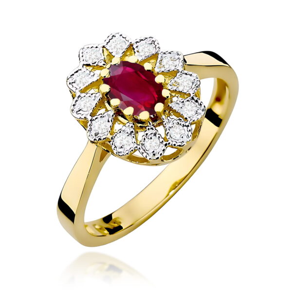 Pierścionek Rubin 0,60ct żółte złoto