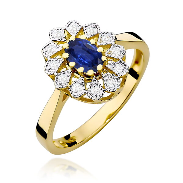 Pierścionek Szafir 0,70ct żółte złoto