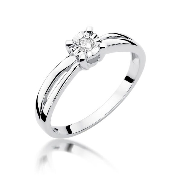 Pierścionek Diament 0,08ct białe złoto 375