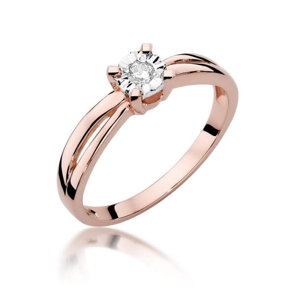 Pierścionek Diament 0,08ct różowe złoto