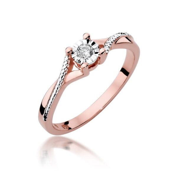 Pierścionek Diament 0,08ct różowe złoto