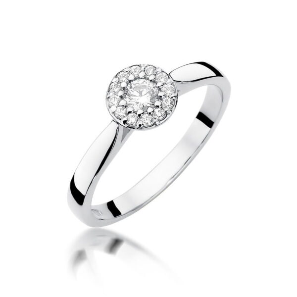 Pierścionek Diament 0,12ct białe złoto